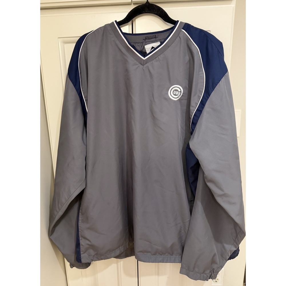 Augusta Sportswear Chicago Cubs Pullover Windbreaker Jacket Men's 2XL Pockets